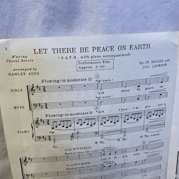 Let There Be Peace On Earth SATB Sheet Music Miller Jackson 1961 Shawnee Press - Picture 4 of 8